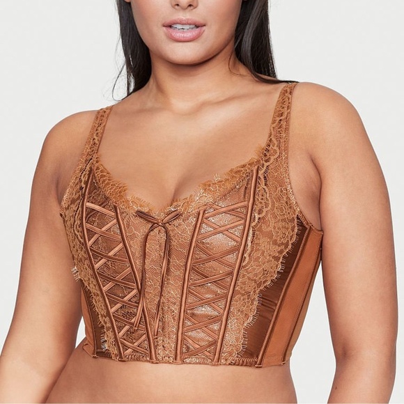 Victoria's Secret Other - Victoria's Secret Very Sexy Unlined Lace Up Caramel Corset Bra Top